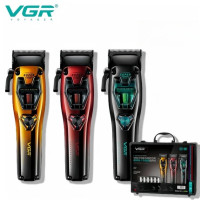 Машинка для стрижки VGR V‑668 Vector Motor 8000‑11000 RPM, аккумуляторная, 6 насадок