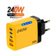 Сетевое зарядное устройство 240W, 2×USB + 3×Type-C, PD