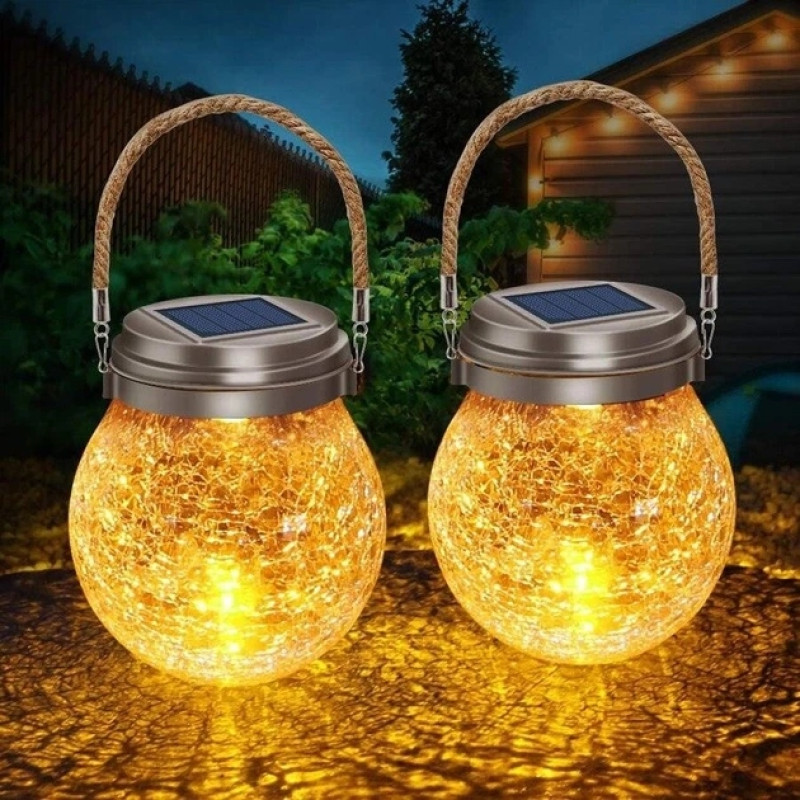 Садовий сонячний світильник Garden Light Jar, скляна LED куля, 20 світлодіодів, IP65
