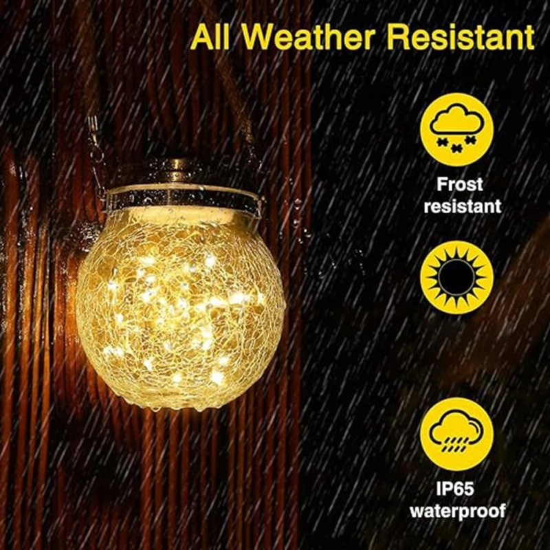 Садовий сонячний світильник Garden Light Jar, скляна LED куля, 20 світлодіодів, IP65