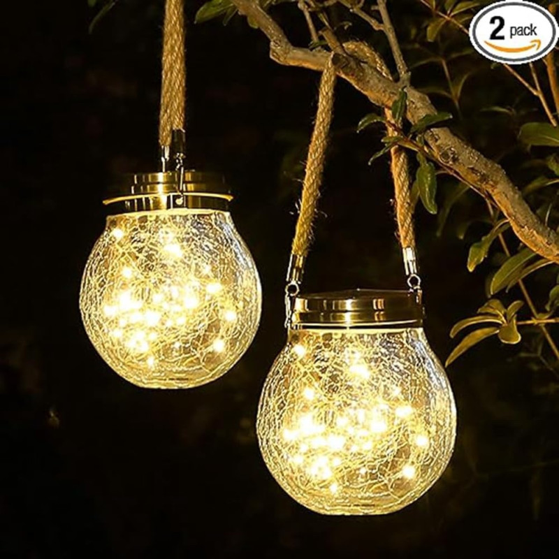 Садовий сонячний світильник Garden Light Jar, скляна LED куля, 20 світлодіодів, IP65