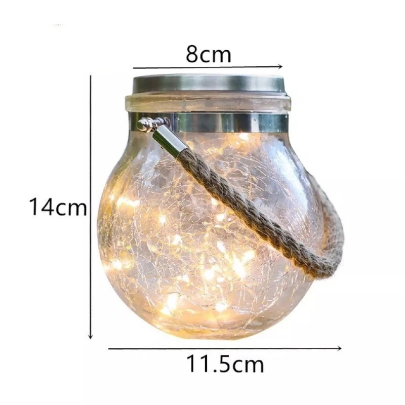 Садовий сонячний світильник Garden Light Jar, скляна LED куля, 20 світлодіодів, IP65