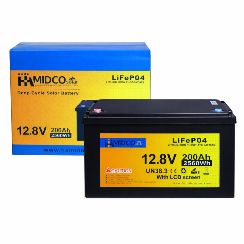 Акумулятор HAMIDCO Solar LiFePO4, 12.8V 200Ah, 2560Wh, з LCD-дисплеєм