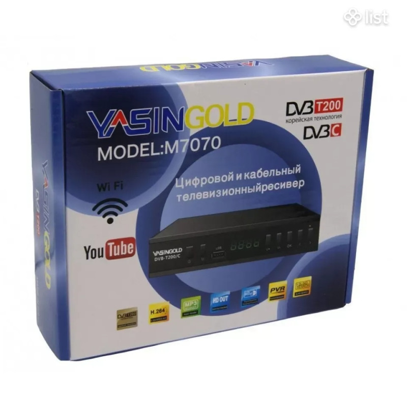 ТВ-приставка T2 Yasingold M7070, DVB-T2, 1080p, с дисплеем, USB, Wi-Fi поддержка