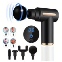 Масажер ручний акумуляторний Massage Gun, 6 швидкостей, 4 насадки