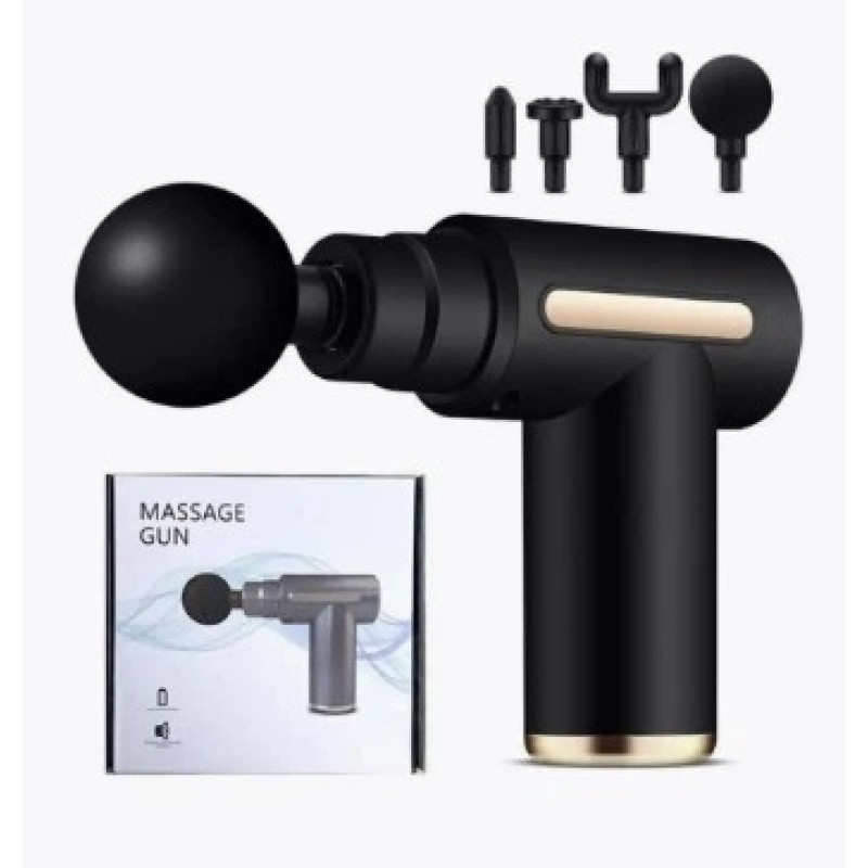Масажер ручний акумуляторний Massage Gun, 6 швидкостей, 4 насадки