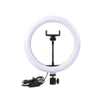 Кольцевая лампа JY-1870, 10" (26 см), LED, 3 режима света, USB, крепление для штатива и телефона