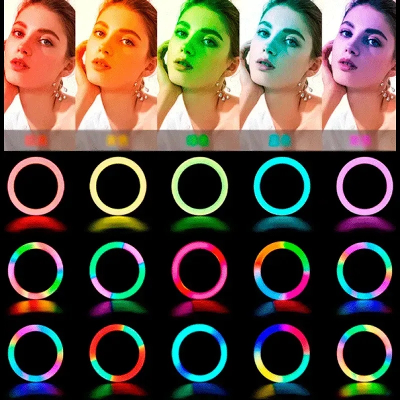 Кільцева лампа MJ-36 RGB, 14" (36 см), мульти-режимне підсвічування, USB