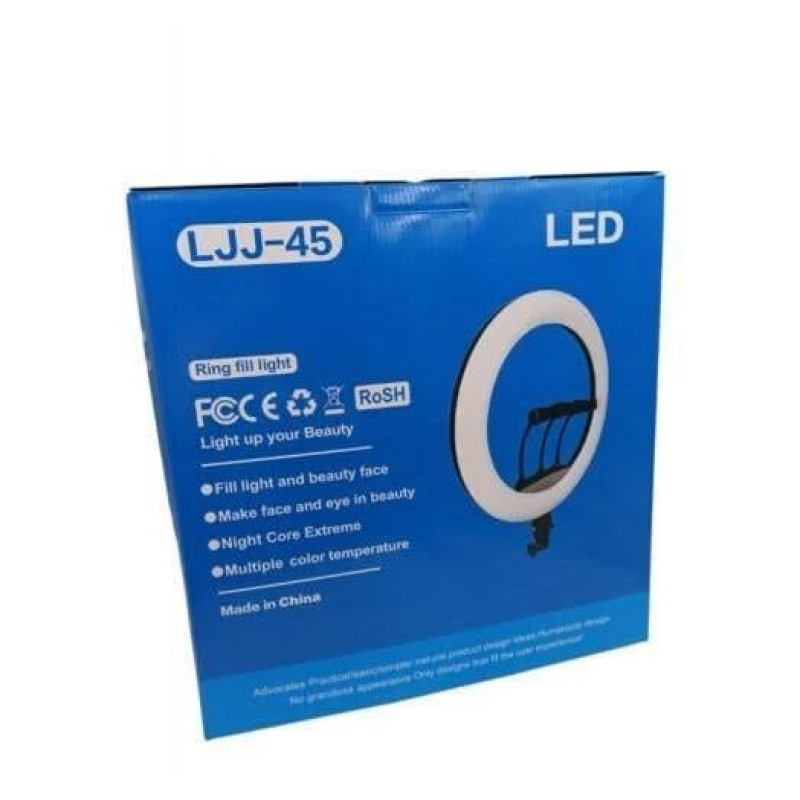 Кільцева лампа LJJ-45, 18" (45 см), LED, 3 режими світла, пульт, живлення від мережі