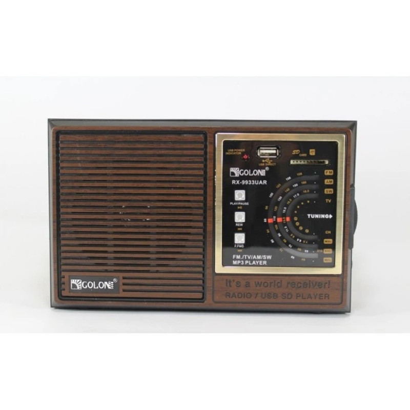 Радіоприймач GOLON RX-9933UAR, мережевий, з акумулятором, Bluetooth, USB та SD- Замовити за ціною 726 грн.