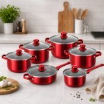 Набор посуды COOKWARE SET G-A10, 12 предметов, нержавеющая сталь, кастрюли 16–24 см, сковорода 24 см, ковш 16 см