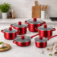 Набор посуды COOKWARE SET G-A10, 12 предметов, нержавеющая сталь, кастрюли 16–24 см, сковорода 24 см, ковш 16 см