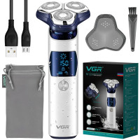 Электробритва VGR V-328, роторная, 3 плавающие головки, IPX7, USB