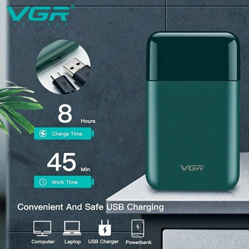 Електробритва VGR V-390, сіткова, з триммером, USB