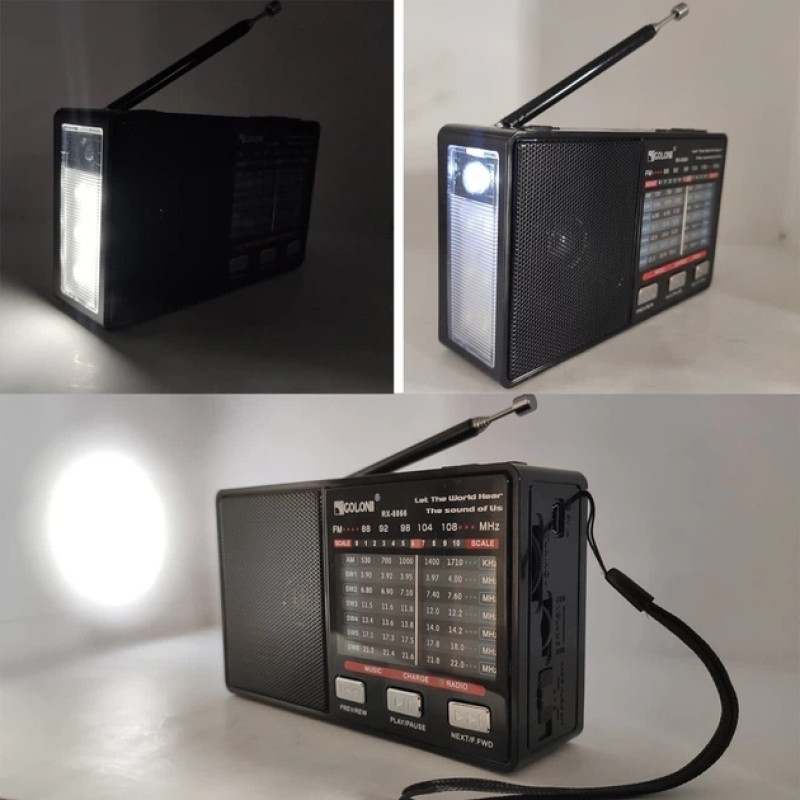 Радіоприймач GOLON RX-8866, акумуляторний, USB, SD, LED-ліхтар, 8 діапазонів