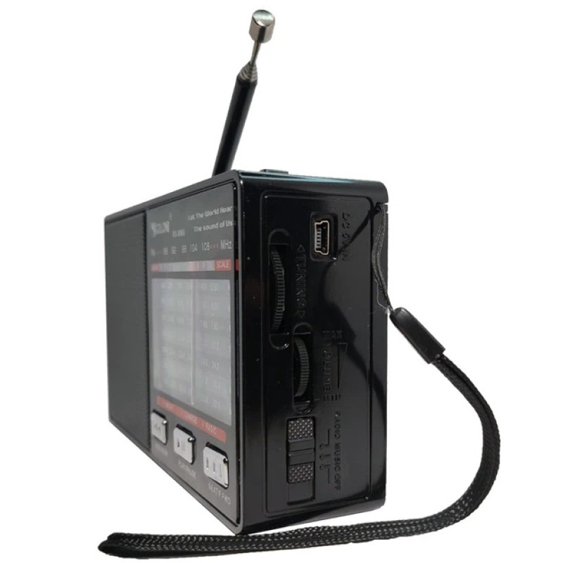 Радіоприймач GOLON RX-8866, акумуляторний, USB, SD, LED-ліхтар, 8 діапазонів