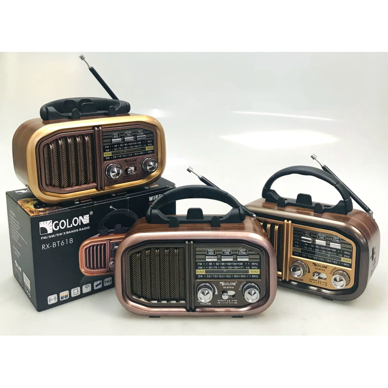 Радиоприёмник GOLON RX-BT618S, Bluetooth, USB, SD, солнечная панель