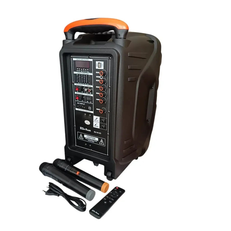 Портативна колонка Su-Kam SU 612, Bluetooth, USB, SD, караоке, 2 мікрофони