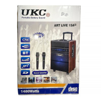 Портативна колонка LIVE 15A, Bluetooth, USB, FM, караоке, 1400W