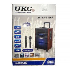 Портативна колонка LIVE 15A, Bluetooth, USB, FM, караоке, 1400W
