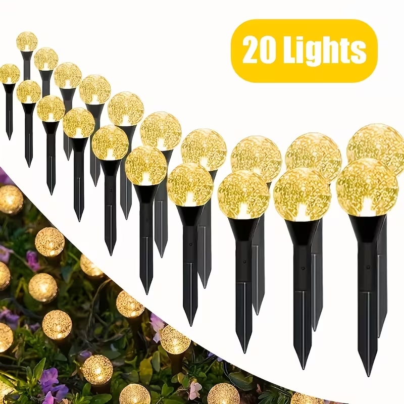 Садовый светильник Garden Light, шарообразный с пузырьками, на солнечной батарее, 20 шт(1уп)