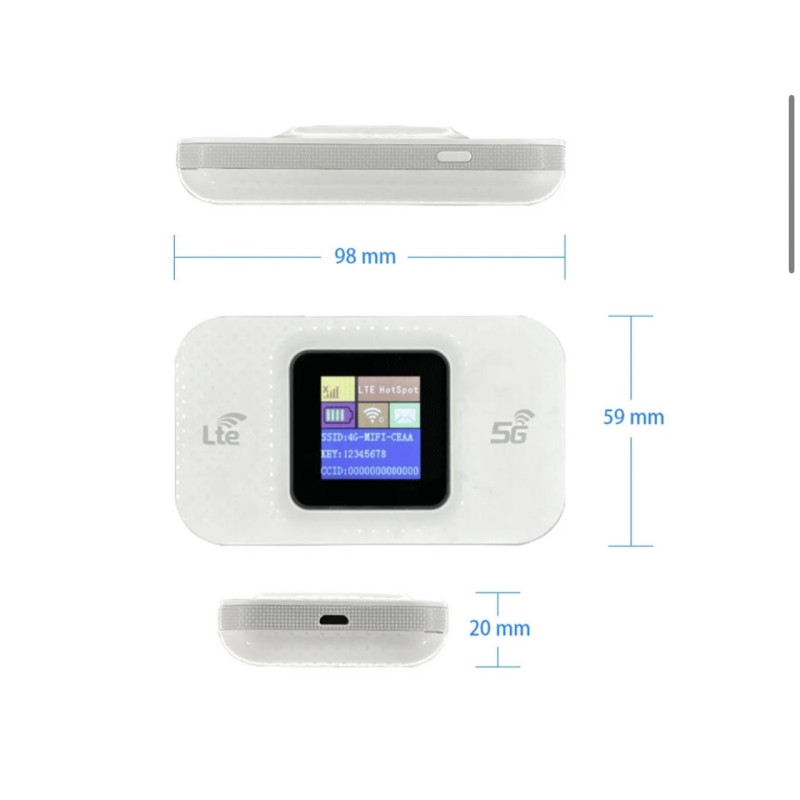 Портативний Wi-Fi модем 4G/5G LTE, з екраном, 2600 мАг