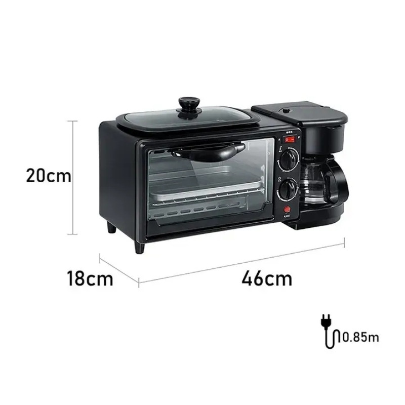 Багатофункціональна кухонна машина Domotec MS-5308B, 3 в 1, електрична піч, гриль та кавоварка