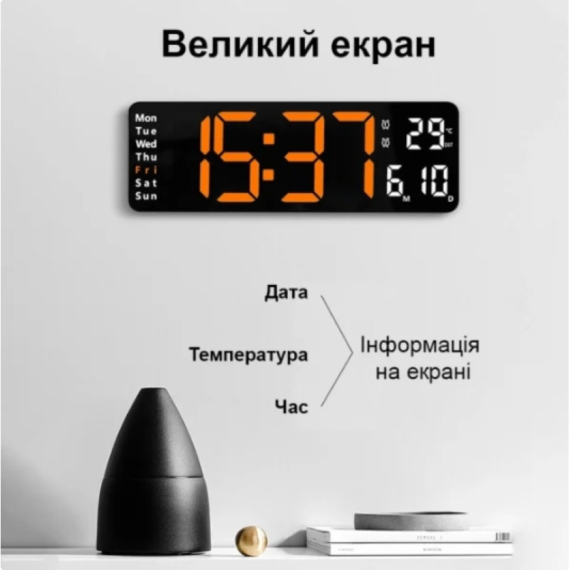 Настенные и настольные часы GH0707, LED-дисплей, термометр, календарь, будильник