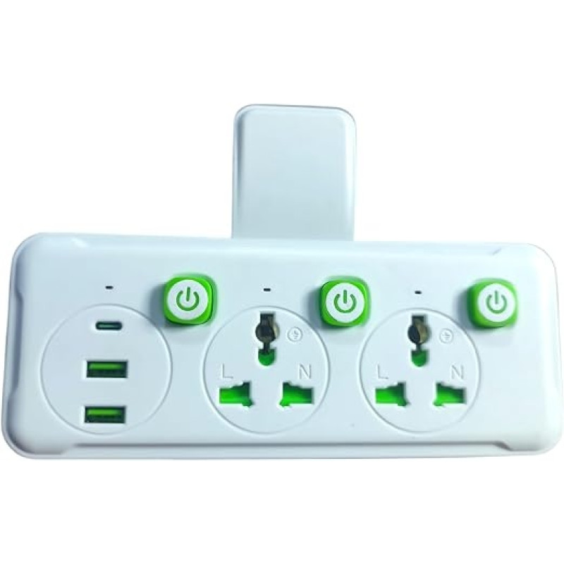 Сетевой удлинитель K03, 2 розетки + 2 USB + Type-C, универсальный