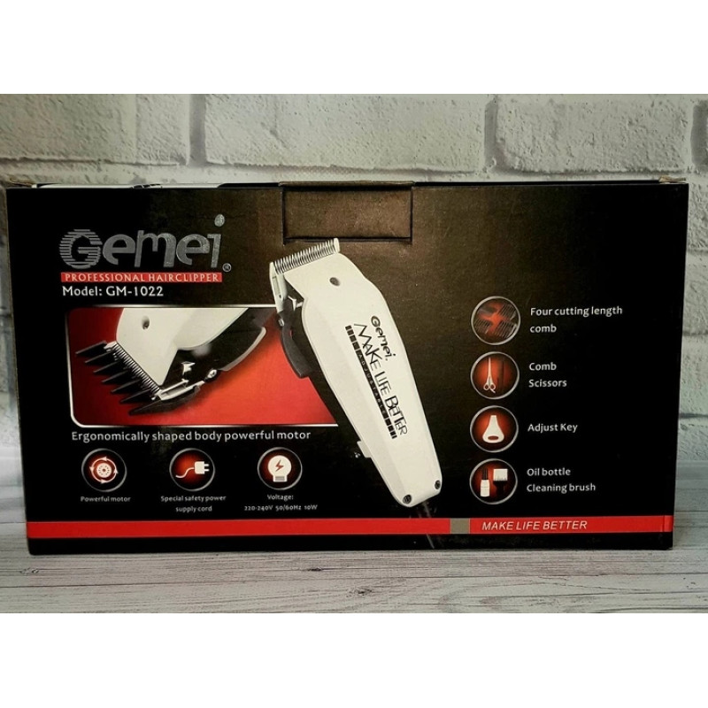 Машинка для стрижки волосся Gemei GM-1022, мережева, з насадками
