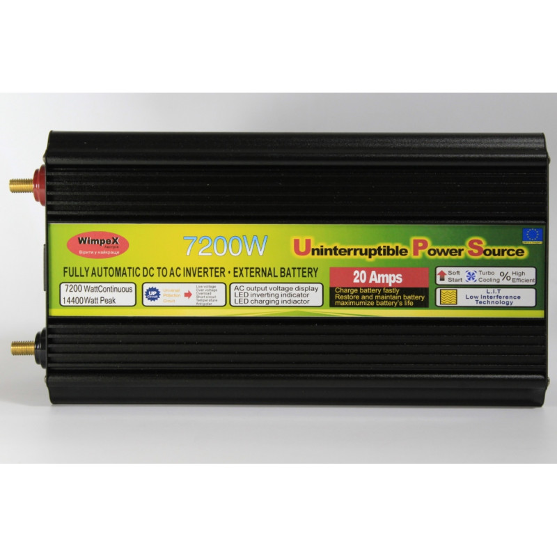 Автомобильный инвертор Wimpex WX-7200W UPS, 12 В, 7200 Вт, с зарядкой- Замовити за ціною 9240 грн.