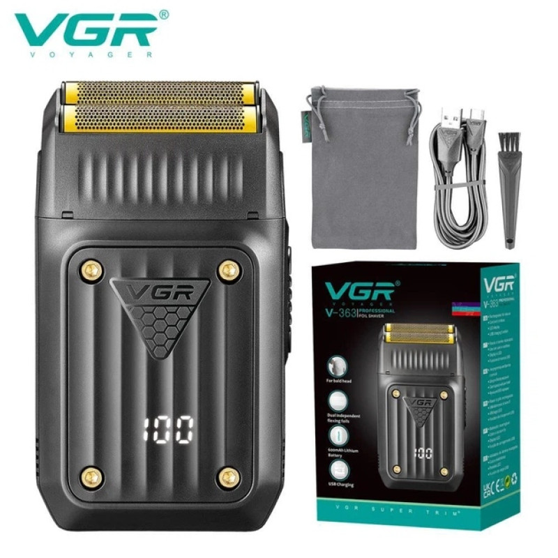 Электробритва VGR V-363, сеточная, с LED-дисплеем, USB-C, IPX7- Замовити за ціною 558 грн.