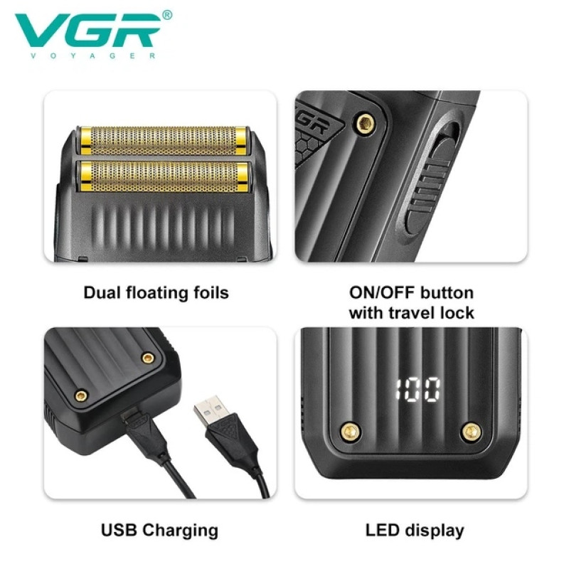 Электробритва VGR V-363, сеточная, с LED-дисплеем, USB-C, IPX7- Замовити за ціною 558 грн.