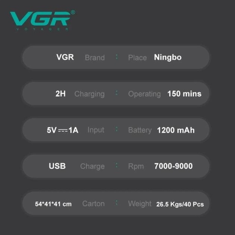 Електробритва VGR V-640S, LED-дисплей, USB