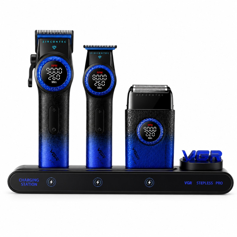 Набор для стрижки VGR Stepless Pro 3 в 1, с зарядной станцией- Замовити за ціною 5830 грн.