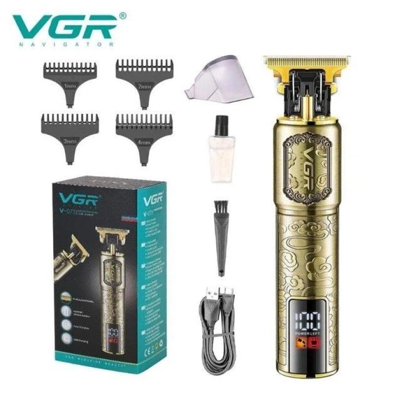 Триммер VGR V-073, аккумуляторный, 4 насадки, USB