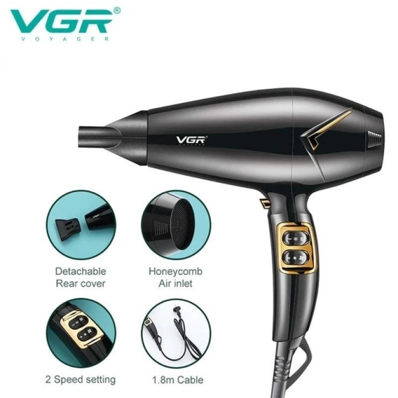 Фен VGR V-423, професійний, 2200 Вт, іонізація, 3 режими нагрівання