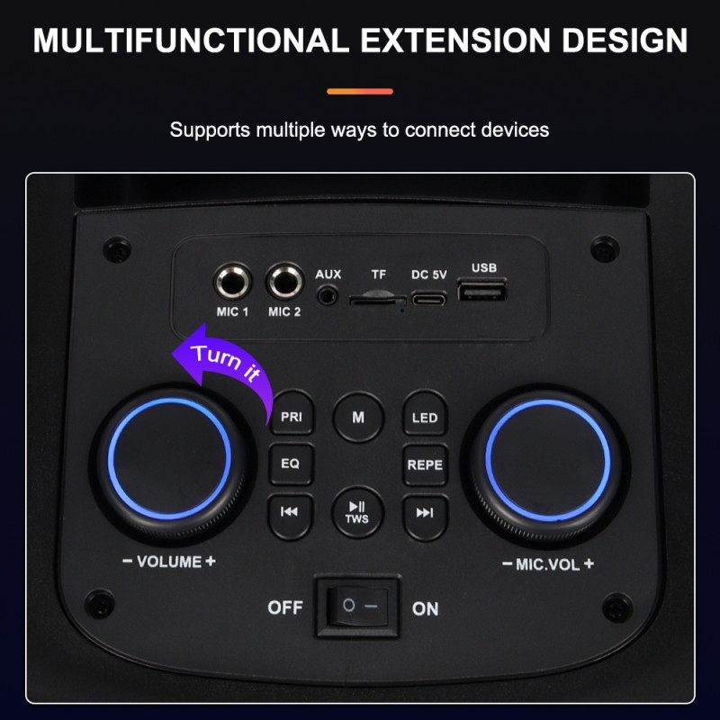 Портативна акустична система SPS ZQS8255, Bluetooth, TWS, LED-підсвічування- Замовити за ціною 4233 грн.