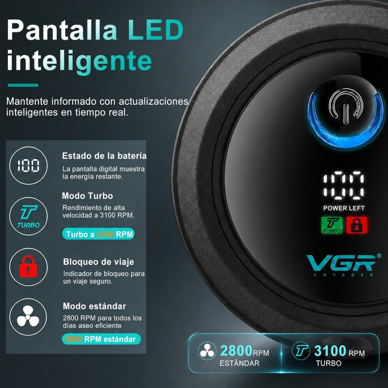 Электробритва VGR V-373 6D для бритья головы, 6 роторных головок, IPX6, LED-дисплей