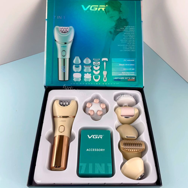 Епілятор VGR V-756 7 в 1, IPX7, LED-дисплей, 7 насадок- Замовити за ціною 1180 грн.
