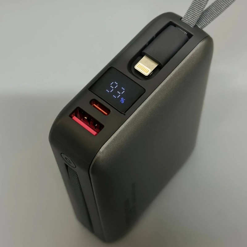 Портативний акумулятор TUGII Y245 20000 мА·год, PD 45 Вт, QC 22,5 Вт, вбудовані кабелі Type-C та Lightning для ноутбуків та телефонів- Замовити за ціною 1276 грн.