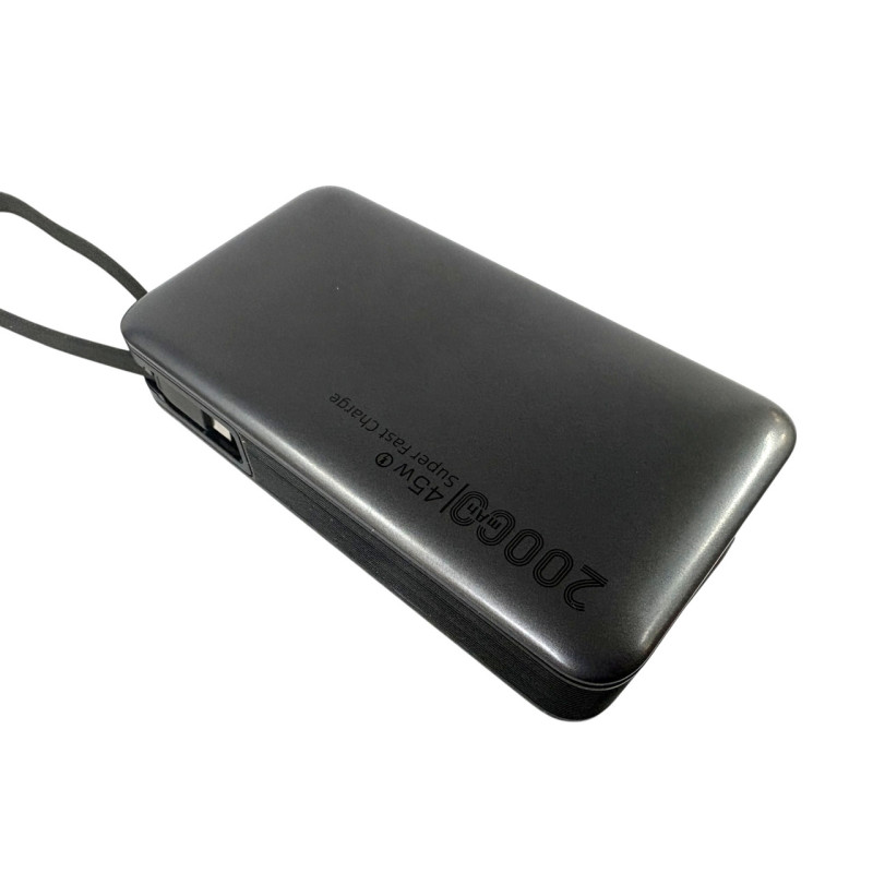 Внешний аккумулятор TUGII Y45 20000 мА·ч, PD 45 Вт, QC 22,5 Вт, встроенные кабели Type-C и Lightning для ноутбуков и телефонов