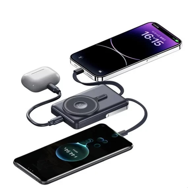 Зовнішній акумулятор TUGII Y05W 10000 мА·год, PD 22,5 Вт, MagSafe, бездротова зарядка 3-в-1, зарядна станція- Замовити за ціною 1122 грн.