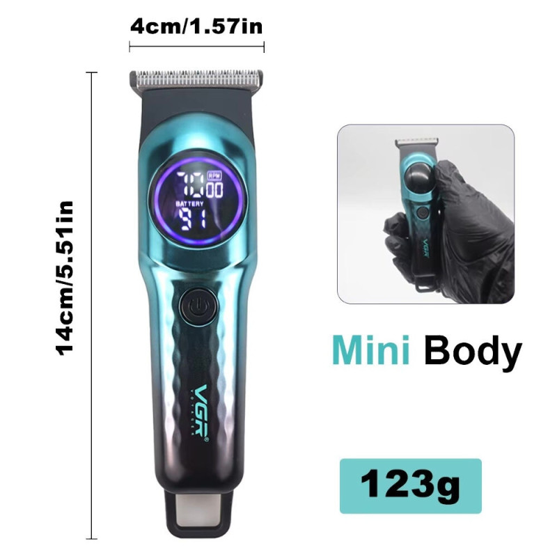 Тример для стрижки волосся VGR V-966 Professional, 7000 об/хв, 4 насадки, LED-дисплей- Замовити за ціною 542 грн.