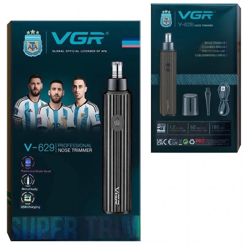 Тример для носа та вух VGR V-629, 8500 об/хв, USB Type-C, металевий корпус- Замовити за ціною 346 грн.