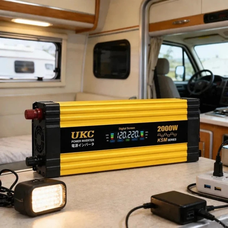 Перетворювач AC/DC KSM 2000W 12V з LCD-дисплеєм та 2 USB- Замовити за ціною 2402 грн.