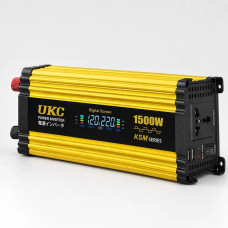 Перетворювач напруги UKC KSM-1500W 12V → 220V з LCD та 2 USB