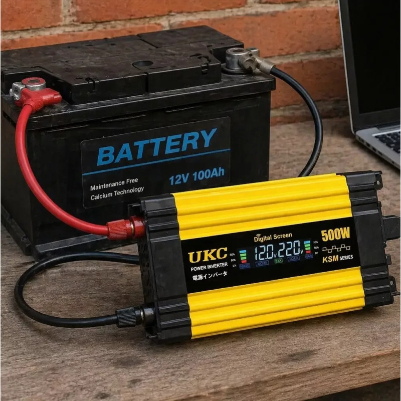 Преобразователь напряжения UKC KSM-500W 12V → 220V, LCD, 2 USB- Замовити за ціною 1659 грн.