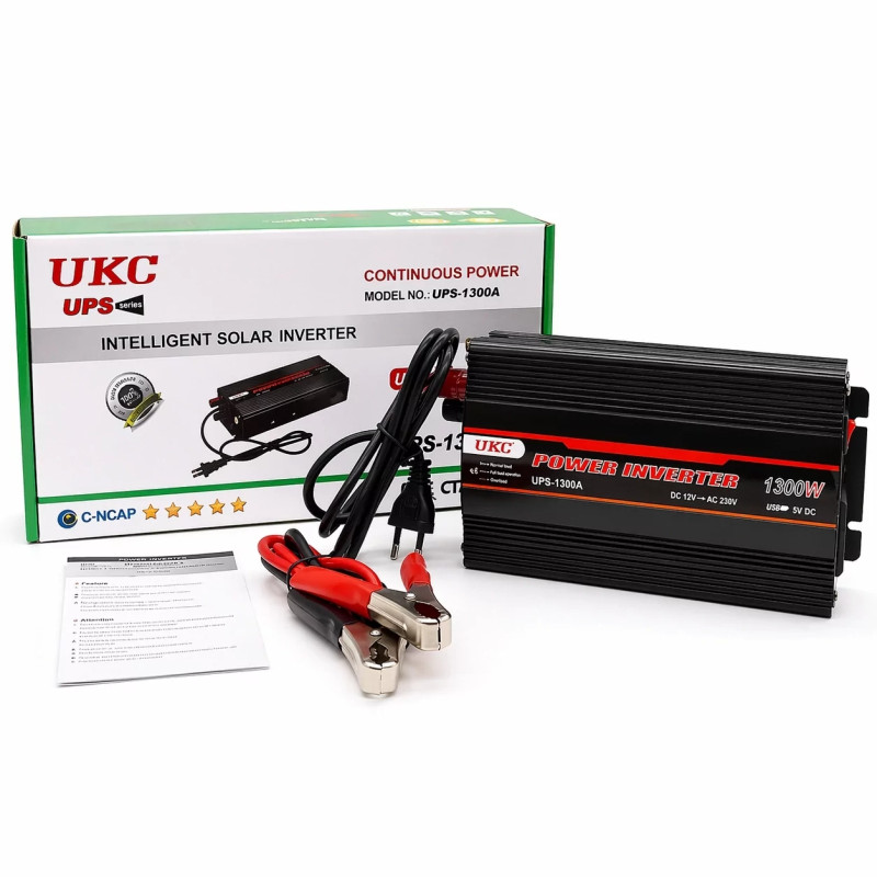 Перетворювач напруги UKC UPS-1300A 12V → 230V, 1300W, зарядка АКБ, USB- Замовити за ціною 2495 грн.