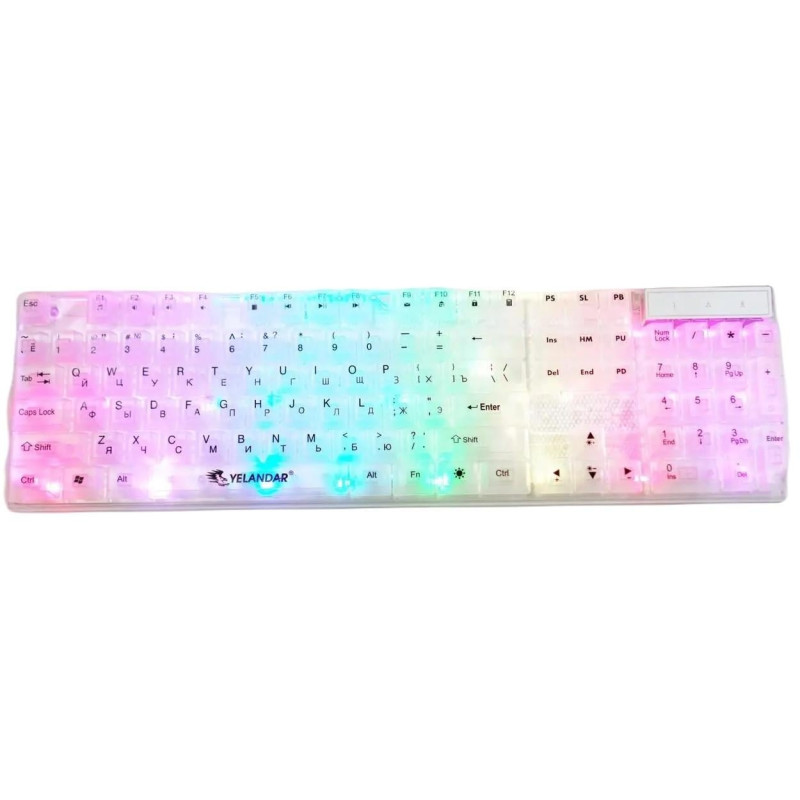 Прозора RGB ігрова клавіатура K101, 104 клавіші, USB, YELANDAR AN-T20- Замовити за ціною 914 грн.